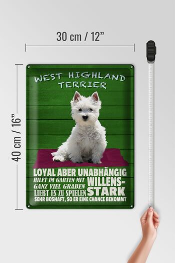 Panneau en étain disant 30x40cm West Highland Terrier chien fort 4