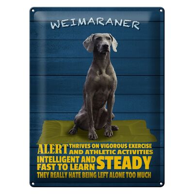 Metal sign saying 30x40cm Weimaraner dog alert and steady