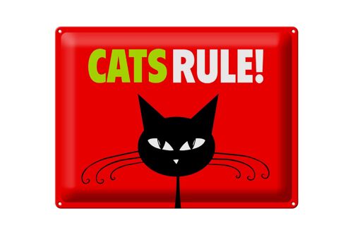 Blechschild Spruch 40x30cm Cats rule Katze