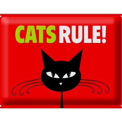 Blechschild Spruch 40x30cm Cats rule Katze