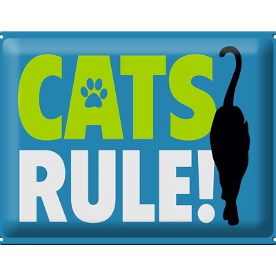 Blechschild Spruch 40x30cm cats rule Katze