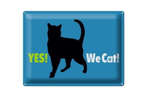 Blechschild Spruch 40x30cm Yes We cat Katze blau