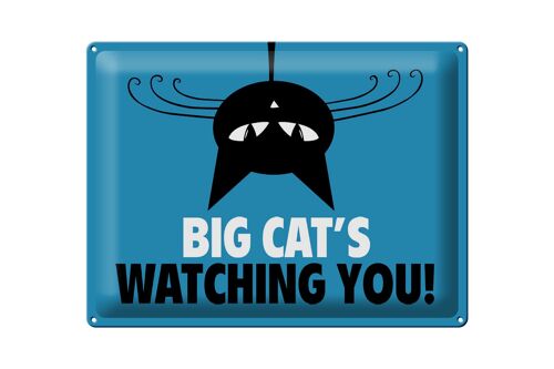 Blechschild Spruch 40x30cm Big cat`s watching you Katze
