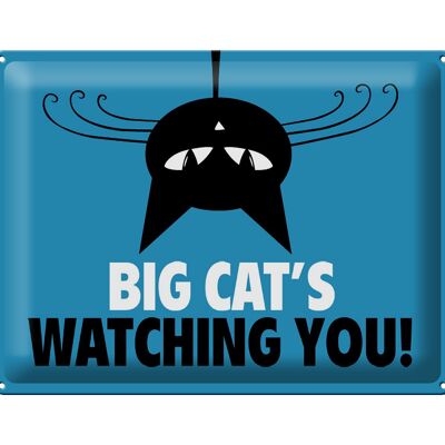 Cartel de chapa que dice 40x30cm El gran gato te está mirando gato