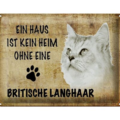 Targa in metallo con scritta "Cat British Longhair" 40x30 cm