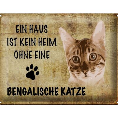 Cartel de chapa con texto "Gato de Bengala" 40x30 cm.