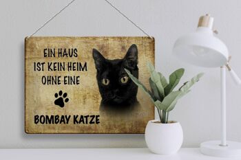 Plaque en tôle 40x30cm Chat Bombay sans maison 3