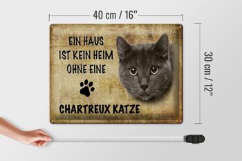 Plaque en tôle disant Chat Chartreux 40x30cm 4