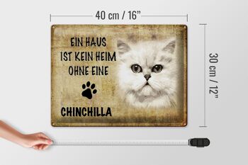 Plaque en tôle indiquant Chat chinchilla 40x30cm sans maison 4