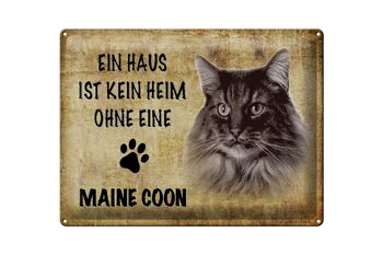 Plaque en tôle indiquant Chat Maine Coon sans maison 40x30cm 1