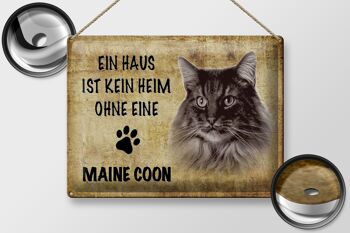 Plaque en tôle indiquant Chat Maine Coon sans maison 40x30cm 2