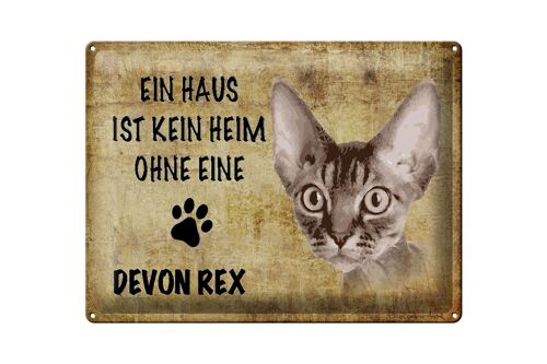 Blechschild Spruch 40x30cm Devon Rex Katze ohne kein Heim