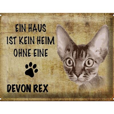 Targa in metallo con scritta 40x30 cm Devon Rex gatto senza casa