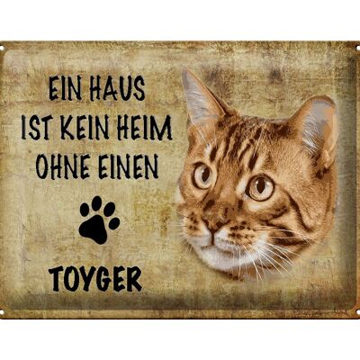 Cartel de chapa con texto "Toyger cat without no home" 40x30 cm