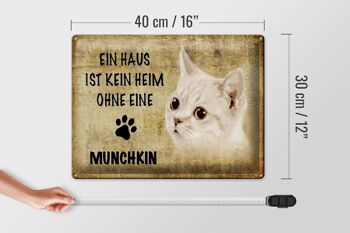 Plaque en tôle indiquant Chat Munchkin sans maison 40x30cm 4