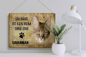 Plaque en tôle 40x30cm Chat Savannah sans maison 3