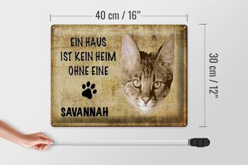 Plaque en tôle 40x30cm Chat Savannah sans maison 4