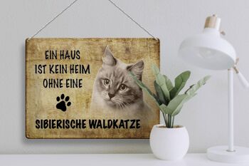 Plaque en tôle indiquant Chat des forêts sibériennes 40x30cm 3