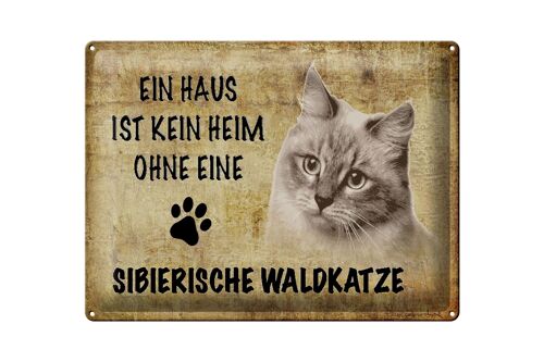 Blechschild Spruch 40x30cm sibirische Waldkatze Katze