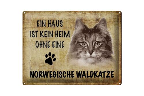 Blechschild Spruch 40x30cm Norvegische Waldkatze Katze