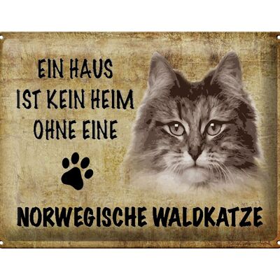 Blechschild Spruch 40x30cm Norvegische Waldkatze Katze