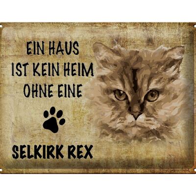 Targa in latta con scritta 40x30 cm Selkirk Rex gatto senza casa