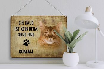 Plaque en tôle indiquant Chat somalien sans maison 40x30cm 3