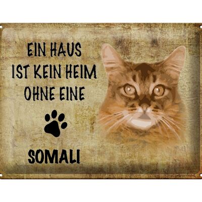 Cartel de chapa con texto "Gato somalí sin hogar" 40x30 cm