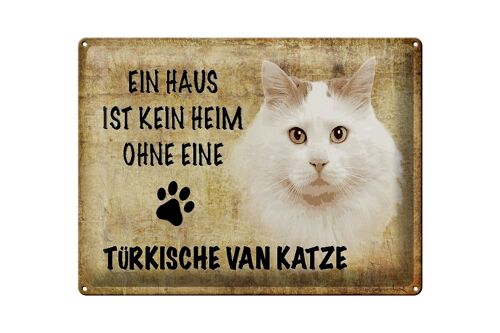 Blechschild Spruch 40x30cm türkische Van Katze Geschenk