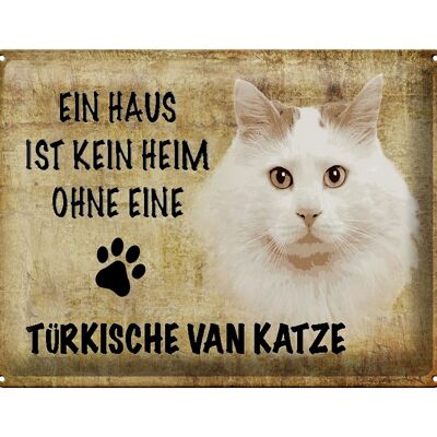 Blechschild Spruch 40x30cm türkische Van Katze Geschenk