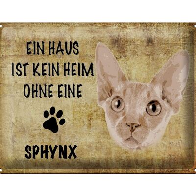 Blechschild Spruch 40x30cm Sphynx Katze ohne kein Heim