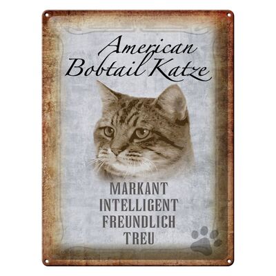 Cartel de chapa que dice regalo de gato Bobtail americano de 30x40 cm