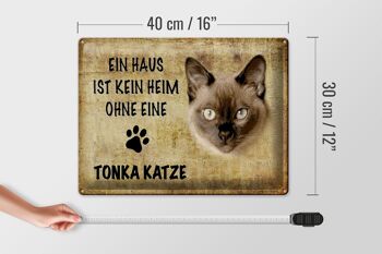 Plaque en tôle disant 40x30cm Chat Tonka sans maison 4