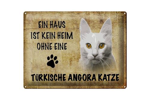 Blechschild Spruch 40x30cm türkische Angora Katze Geschenk