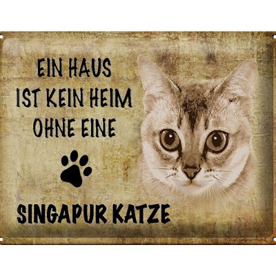 Blechschild Spruch 40x30cm Singapur Katze ohne kein Heim