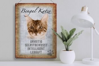 Plaque en étain disant cadeau chat du Bengale 30x40cm 3