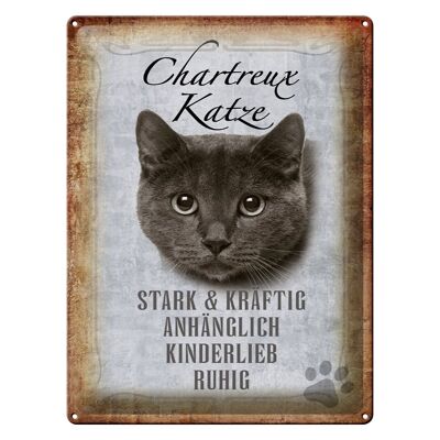 Blechschild Spruch 30x40cm Chartreux Katze stark Geschenk