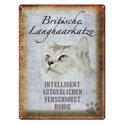 Letrero de chapa que dice regalo de gato británico de pelo largo de 30x40 cm