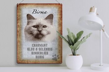 Panneau en étain indiquant un cadeau intelligent pour chat de Birmanie, 30x40cm 3