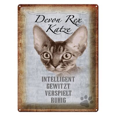 Cartel de chapa que dice 30x40cm Devon Rex gato inteligente