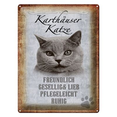 Blechschild Spruch 30x40cm Kartäuser Katze lieb Geschenk