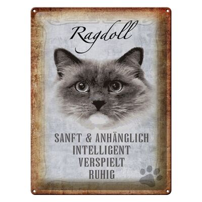 Cartel de chapa que dice 30x40cm Ragdoll cat regalo suave