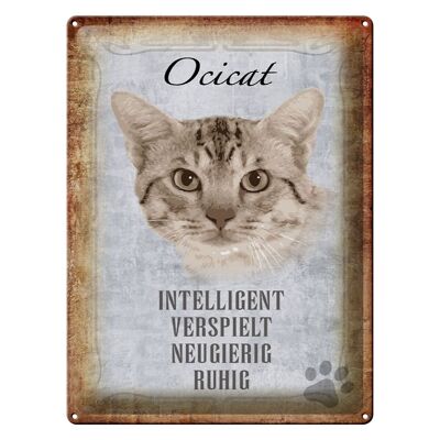 Cartel de chapa con texto "Ocicat cat" 30x40 cm, regalo juguetón
