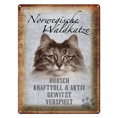 Cartel de chapa que dice 30x40cm Decoración de pared de gato del bosque noruego
