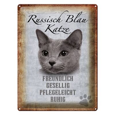 Cartel de chapa que dice regalo de gato azul ruso de 30x40 cm