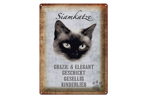 Blechschild Spruch 30x40cm Siamkatze Katze grazil Geschenk