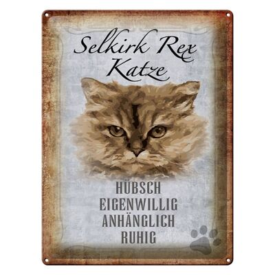 Cartel de chapa que dice 30x40cm Selkirk Rex gato regalo tranquilo