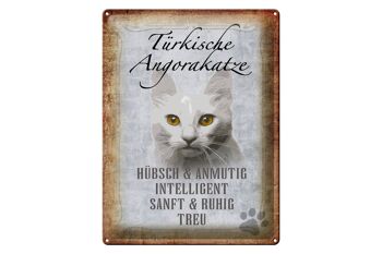 Panneau en étain indiquant un cadeau pour chat Angora turc, 30x40cm 1