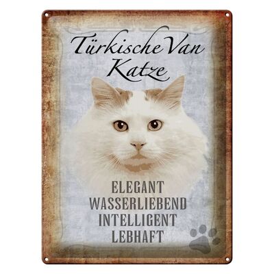 Targa in metallo con scritta "Turco Van Cat Gift" 30x40 cm