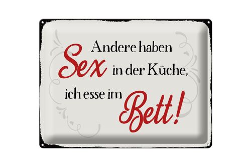 Blechschild Spruch 40x30cm Sex in der Küche Bett Geschenk